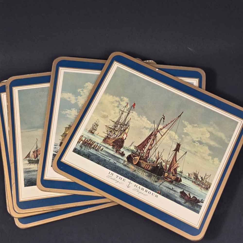 Vintage Pimpernel Sailing Ships Cork Backed Placemats Set of 6 Made in UK